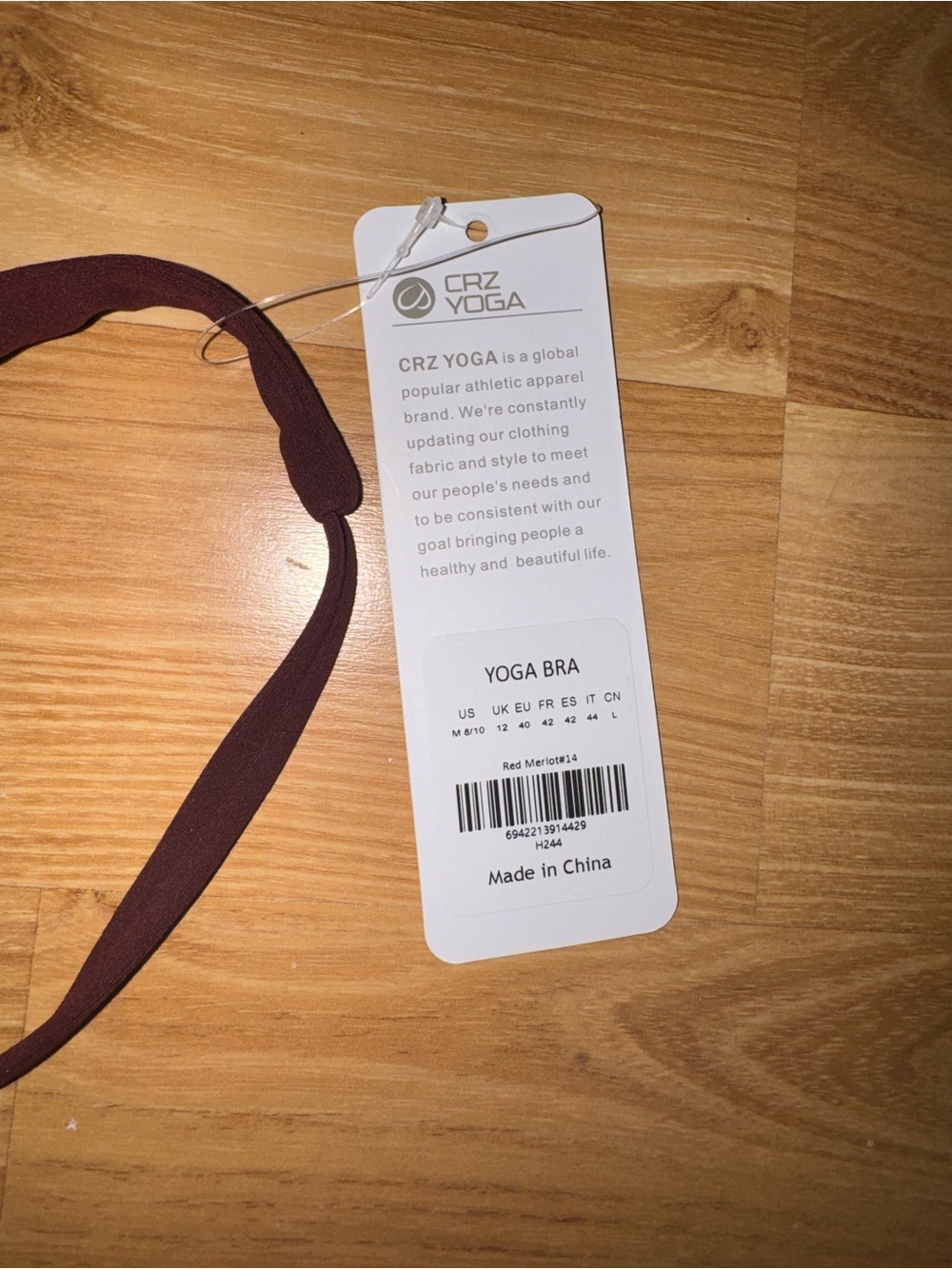 CRZ YOGA Deep Wine V‑Neck Bralette - Picture 4 of 7
